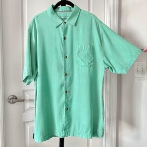 Tommy Bahama Silk Camp Shirt Original Fit Seafoam Short-Sleeve Button-Up